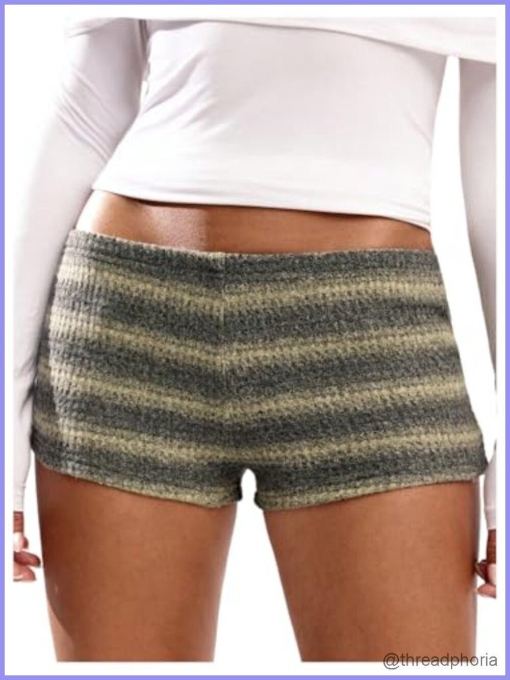 Women's Knit Striped Mini Shorts Low Rise Elastic Waist Y2K Casual